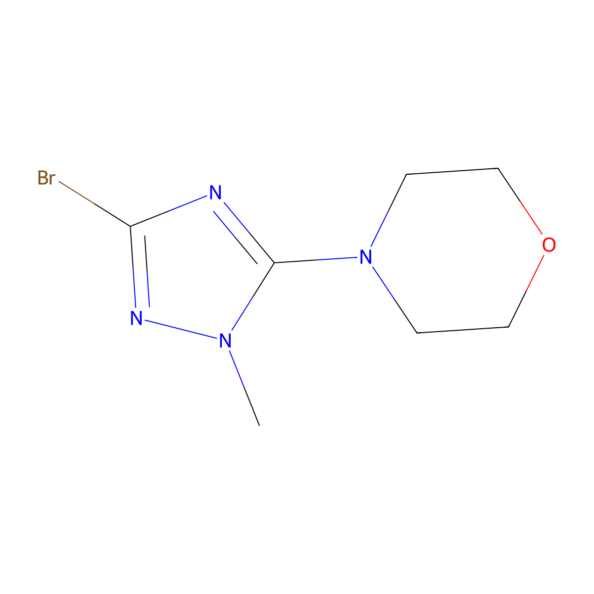 4-(3-bromo-1-methyl-1H-1,2,4-triazol-5-yl)morpholine molecular structure, CAS 1243250-25-0