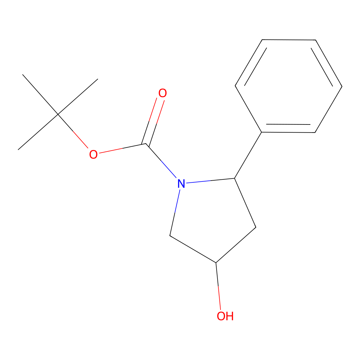 Tert-butyl 4-hydroxy-2-phenylpyrrolidine-1-carboxylate molecular structure, CAS 1243250-53-4
