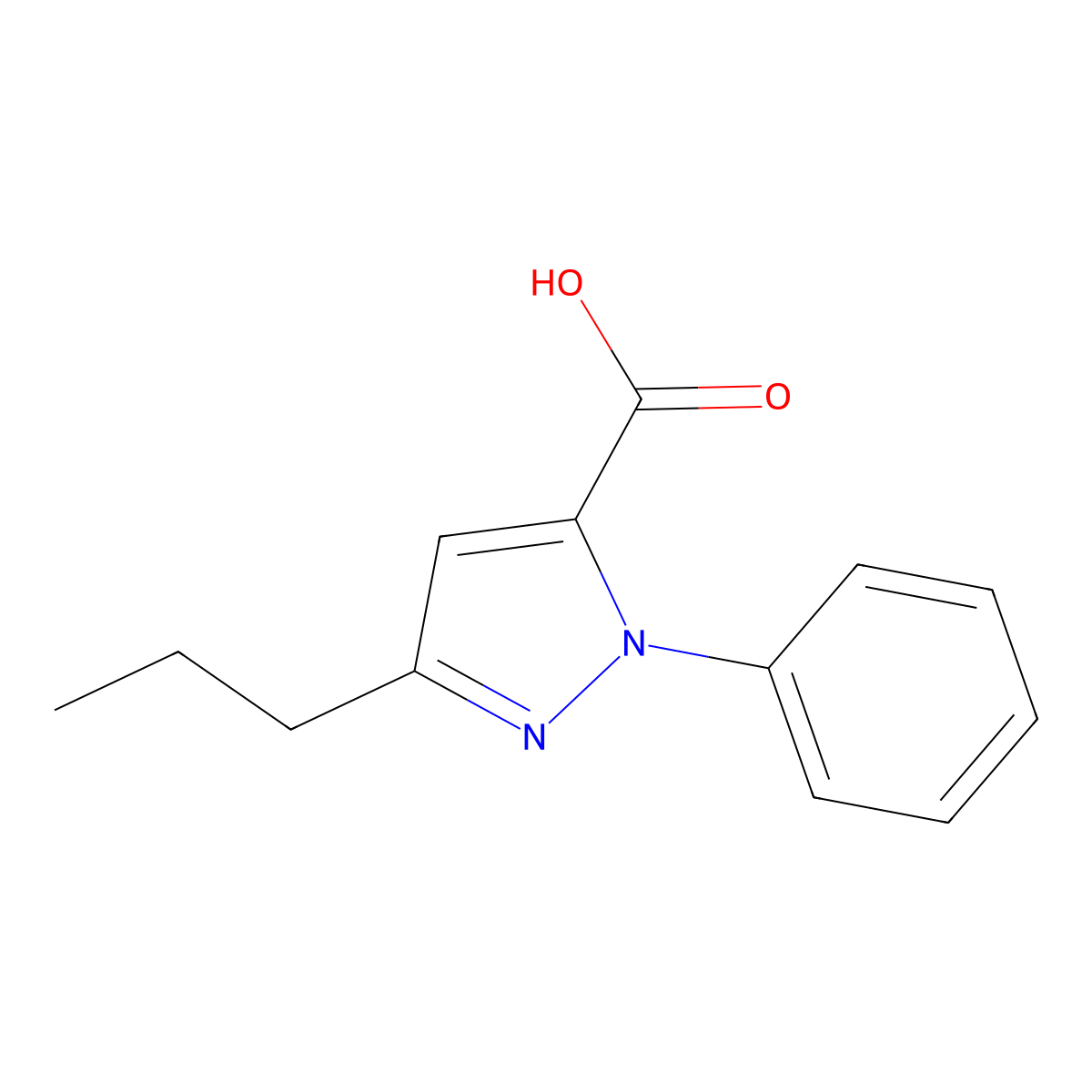 2-Phenyl-5-propylpyrazole-3-carboxylic acid molecular structure, CAS 1243251-73-1