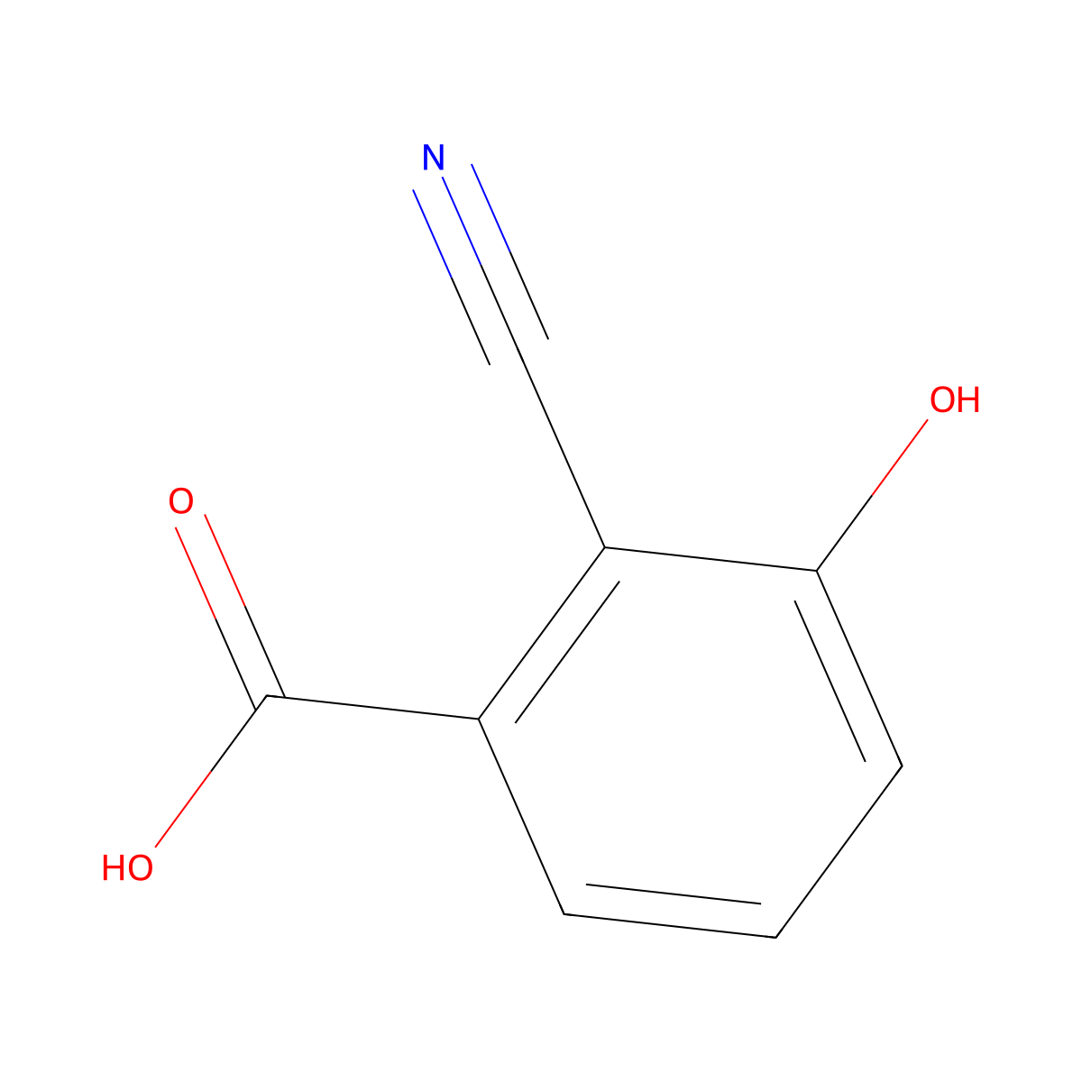 2-Cyano-3-hydroxybenzoic acid molecular structure, CAS 1243282-67-8