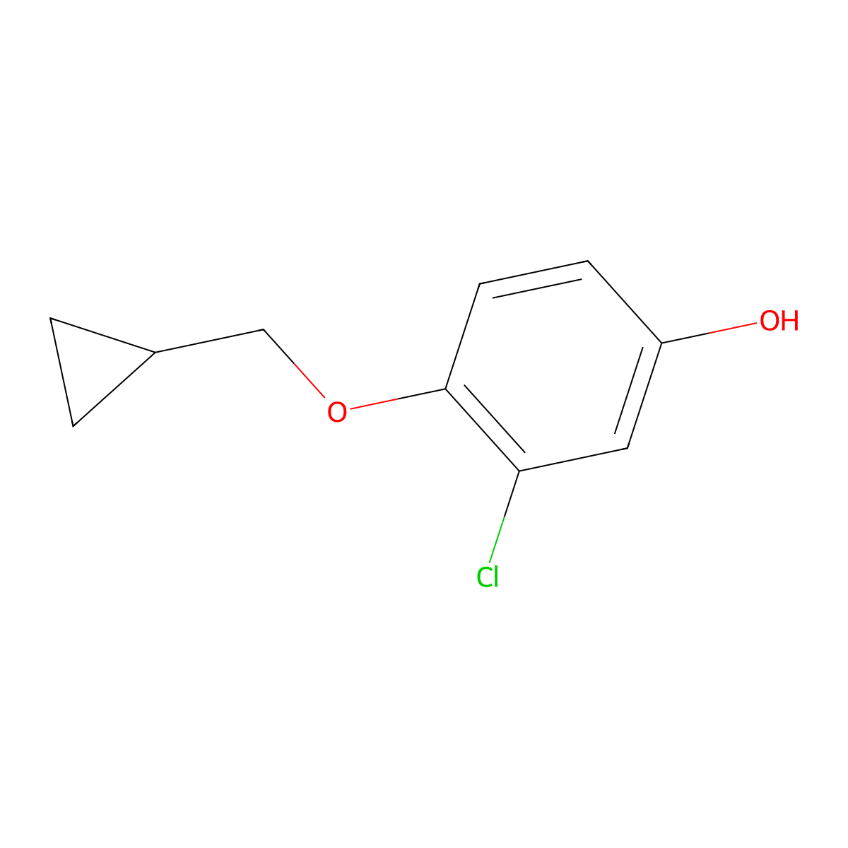 3-Chloro-4-(cyclopropylmethoxy)phenol molecular structure, CAS 1243284-44-7