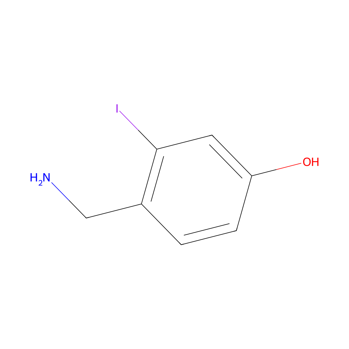 4-(Aminomethyl)-3-iodophenol molecular structure, CAS 1243285-66-6