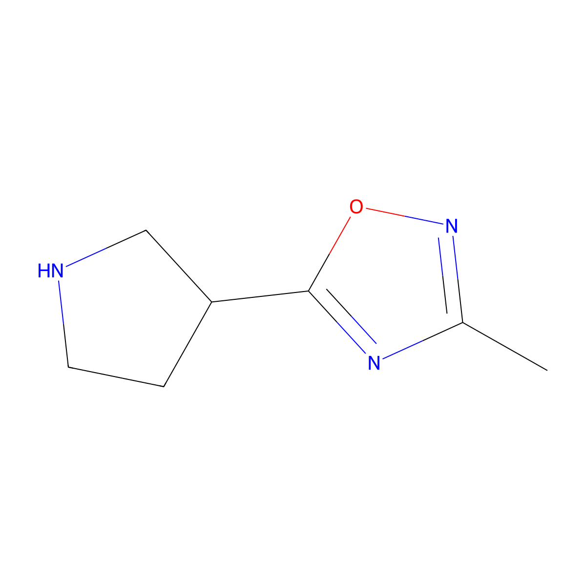 (s)-3-Methyl-5-(pyrrolidin-3-yl)-1,2,4-oxadiazole molecular structure, CAS 1243307-68-7