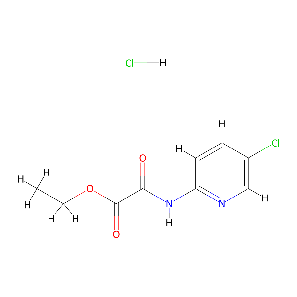 Ethyl 2-((5-chloropyridin-2-yl)amino)-2-oxoacetate hydrochloride molecular structure, CAS 1243308-37-3