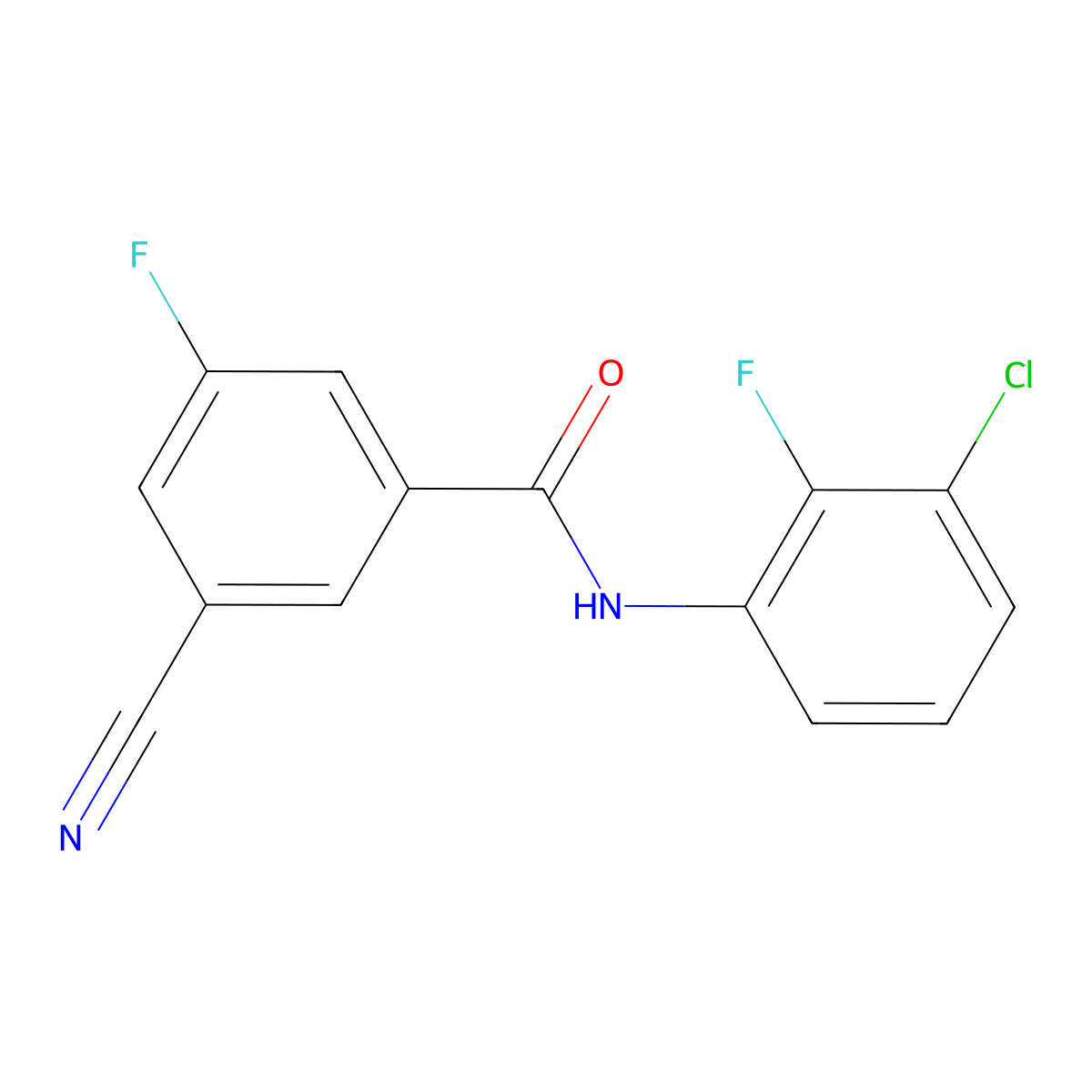 N-(3-chloro-2-fluorophenyl)-3-cyano-5-fluorobenzamide molecular structure, CAS 1243310-20-4