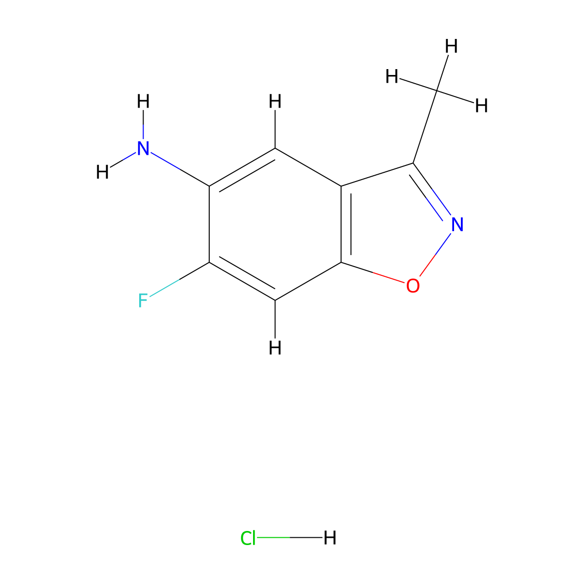 6-Fluoro-3-methylbenzo[d]isoxazol-5-amine hydrochloride molecular structure, CAS 1243313-45-2
