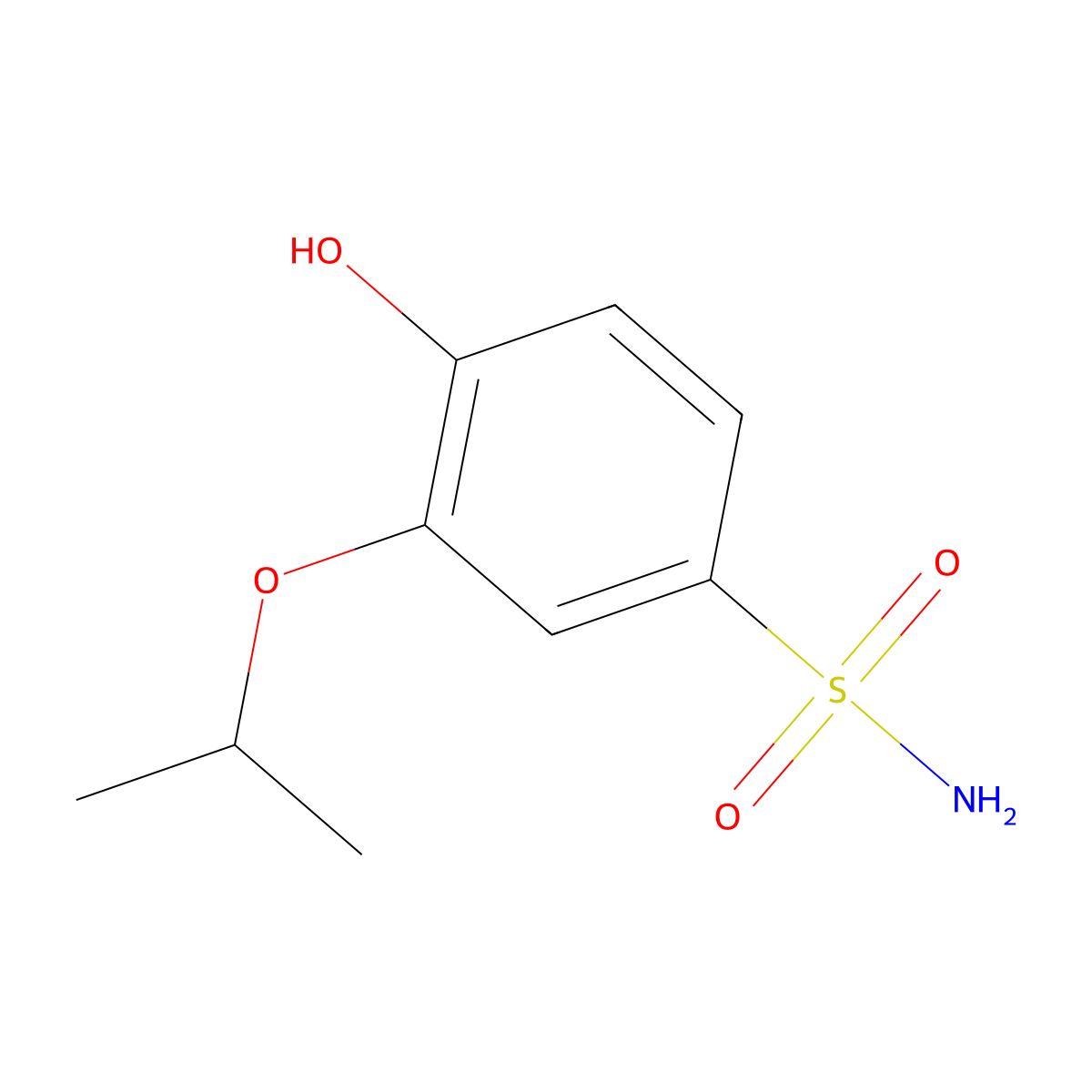 4-Hydroxy-3-(propan-2-yloxy)benzene-1-sulfonamide molecular structure, CAS 1243328-88-2