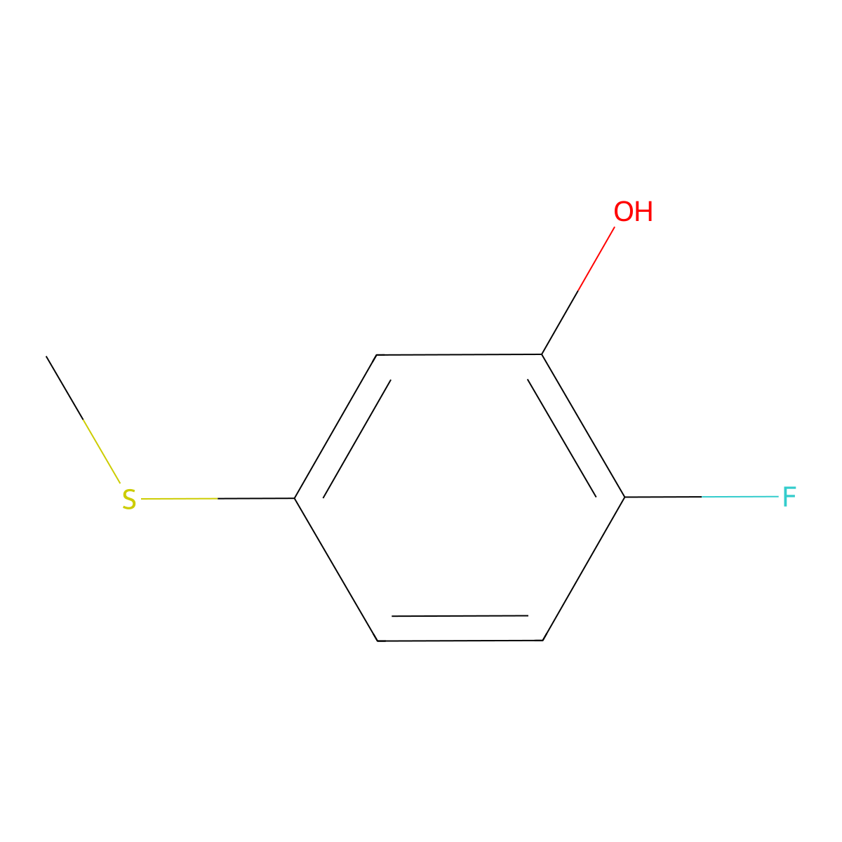 2-Floro-5-(methylsulfanyl)phenol molecular structure, CAS 1243346-44-2