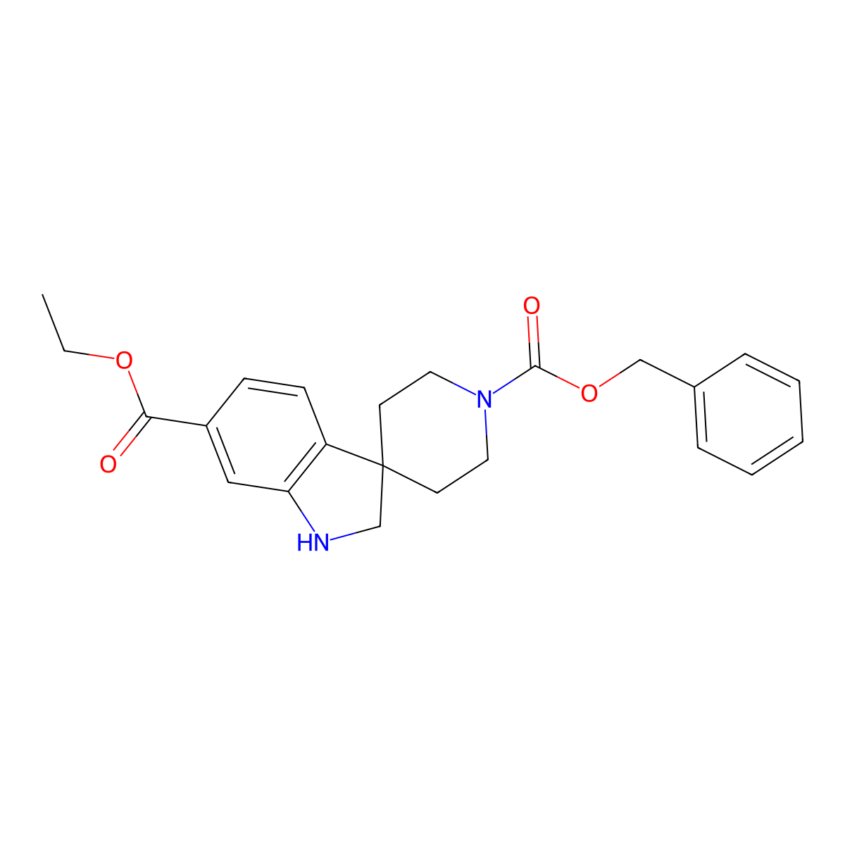 1'-Benzyl 6-ethyl spiro[indoline-3,4'-piperidine]-1',6-dicarboxylate molecular structure, CAS 1243347-00-3