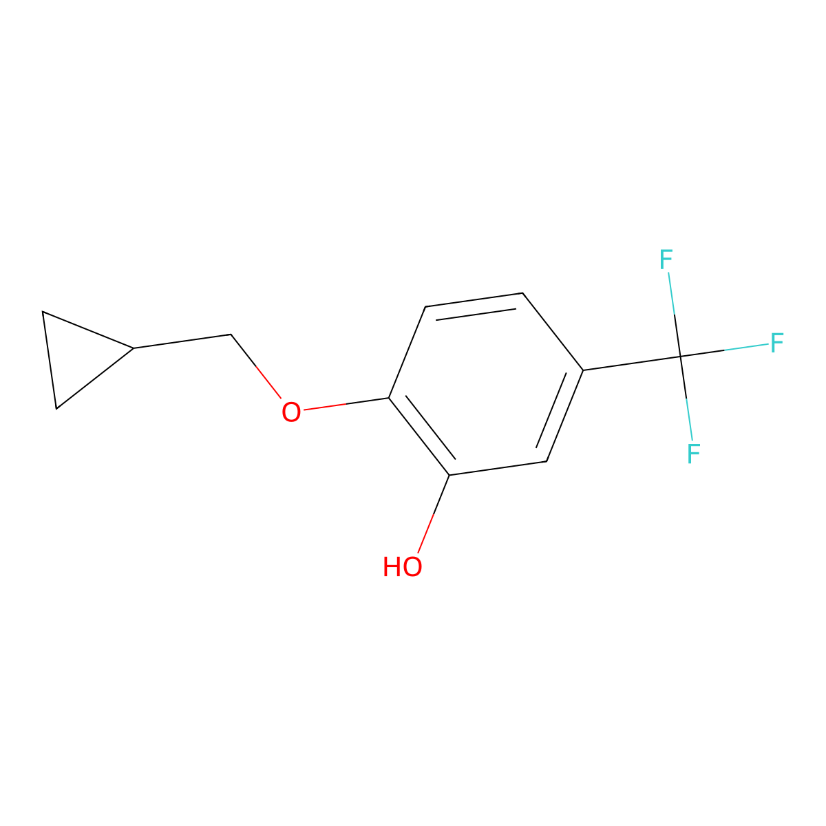 2-(Cyclopropylmethoxy)-5-(trifluoromethyl)phenol molecular structure, CAS 1243348-42-6