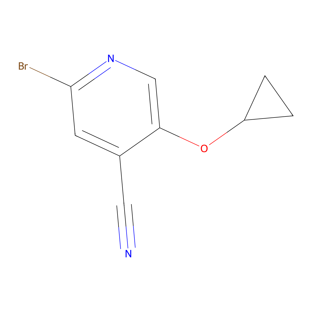 2-Bromo-5-cyclopropoxypyridine-4-carbonitrile molecular structure, CAS 1243349-09-8