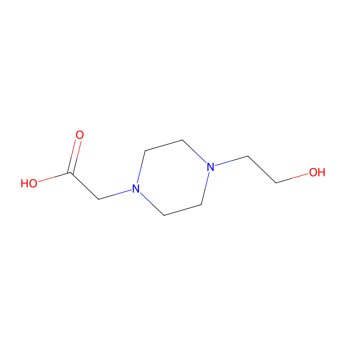 2-(4-(2-Hydroxyethyl)piperazin-1-yl)acetic acid molecular structure, CAS 124335-65-5