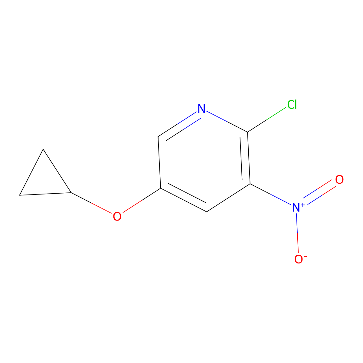 2-Chloro-5-cyclopropoxy-3-nitropyridine molecular structure, CAS 1243350-30-2