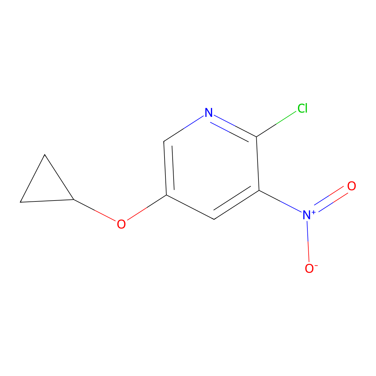 2-Chloro-5-cyclopropoxy-3-nitropyridine molecular structure, CAS 1243350-30-2