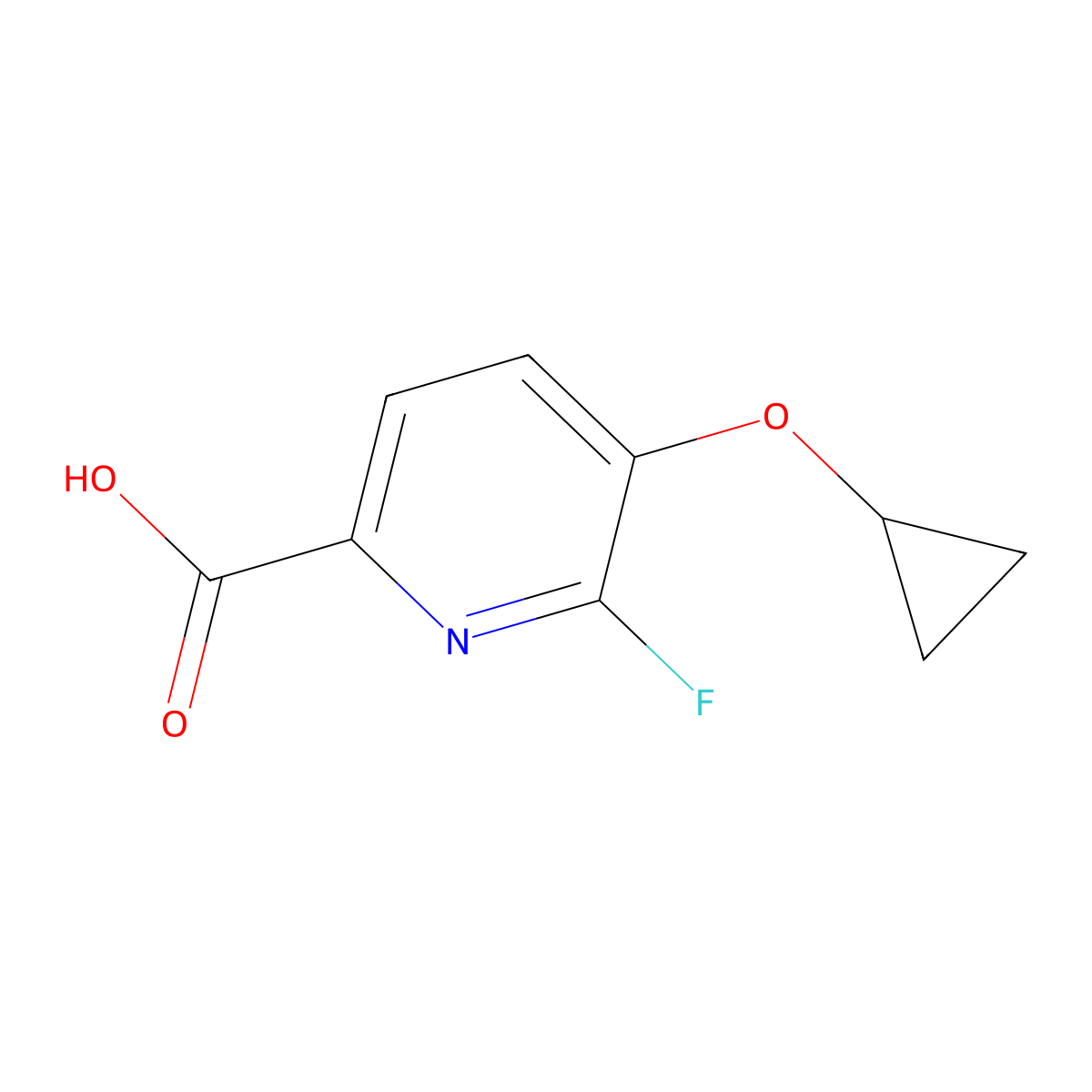 5-Cyclopropoxy-6-fluoropyridine-2-carboxylic acid molecular structure, CAS 1243358-80-6
