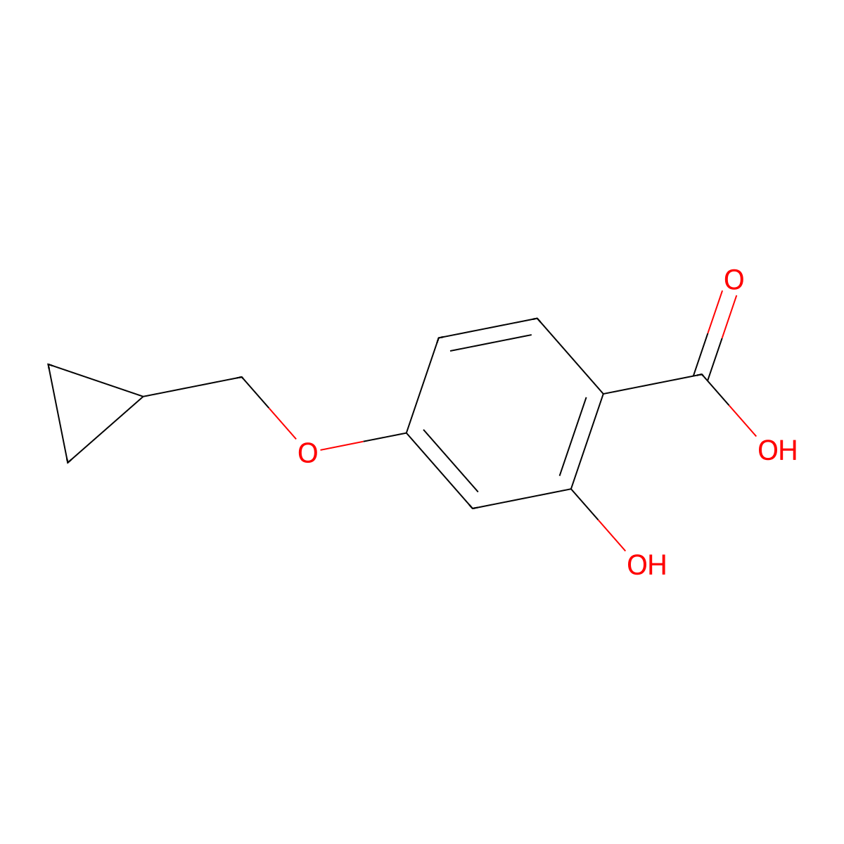 4-(Cyclopropylmethoxy)-2-hydroxybenzoic acid molecular structure, CAS 1243359-80-9