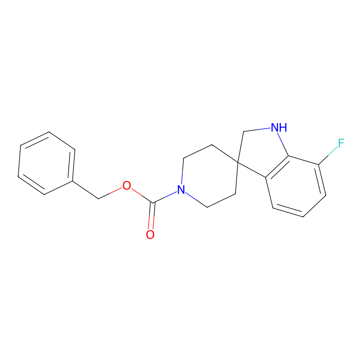 Benzyl 7-fluorospiro[indoline-3,4'-piperidine]-1'-carboxylate molecular structure, CAS 1243359-99-0