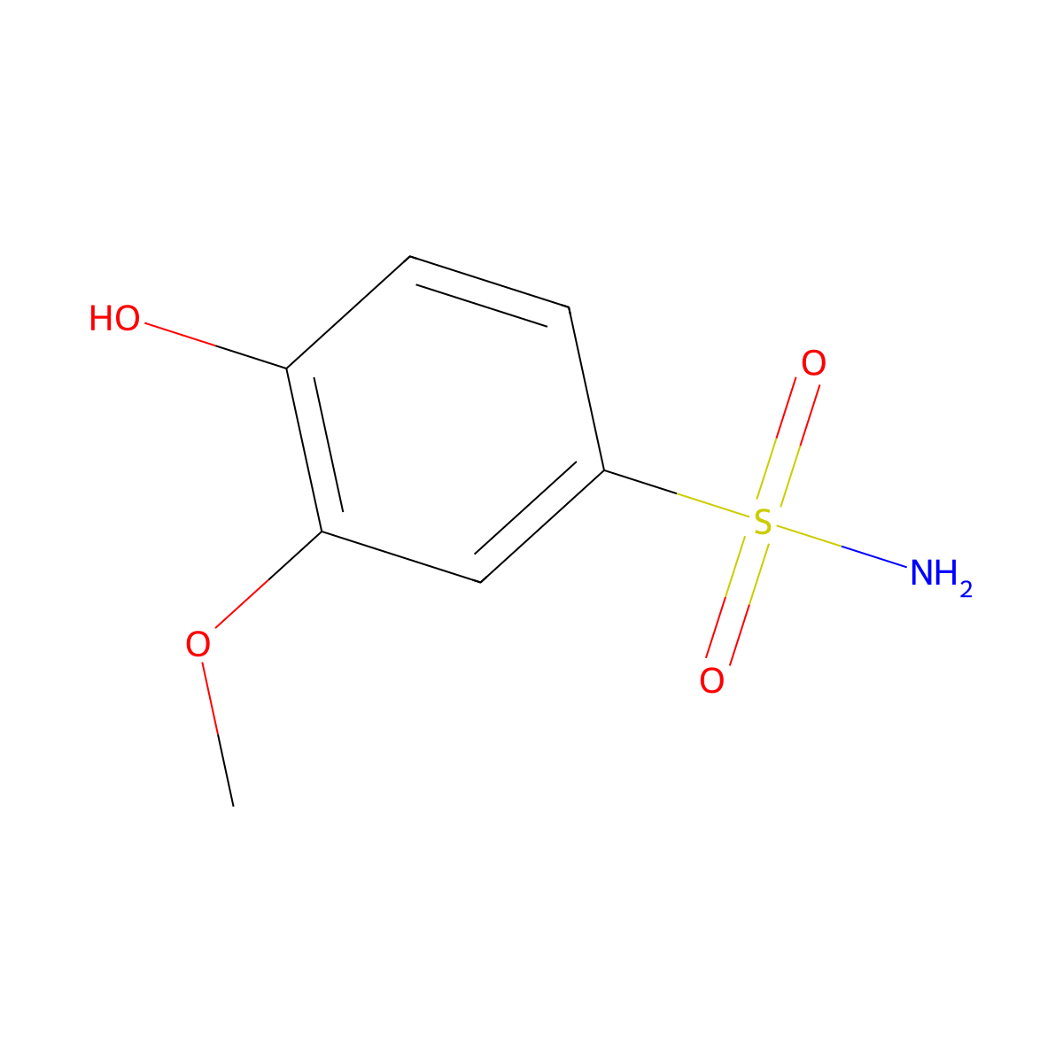 4-Hydroxy-3-methoxybenzene-1-sulfonamide molecular structure, CAS 1243362-00-6