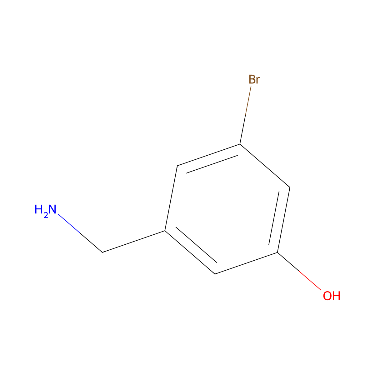 3-(Aminomethyl)-5-bromophenol molecular structure, CAS 1243363-90-7