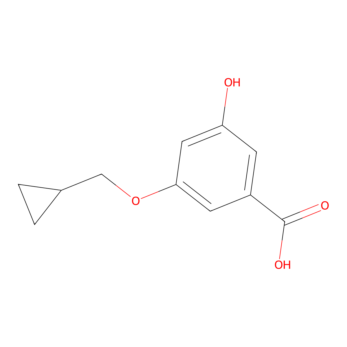 3-(Cyclopropylmethoxy)-5-hydroxybenzoic acid molecular structure, CAS 1243364-86-4