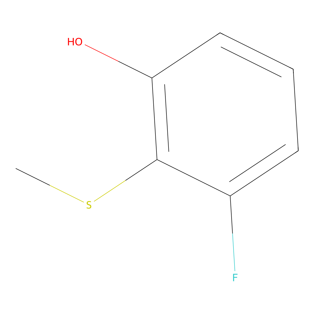 3-Fluoro-2-(methylthio)phenol molecular structure, CAS 1243369-52-9