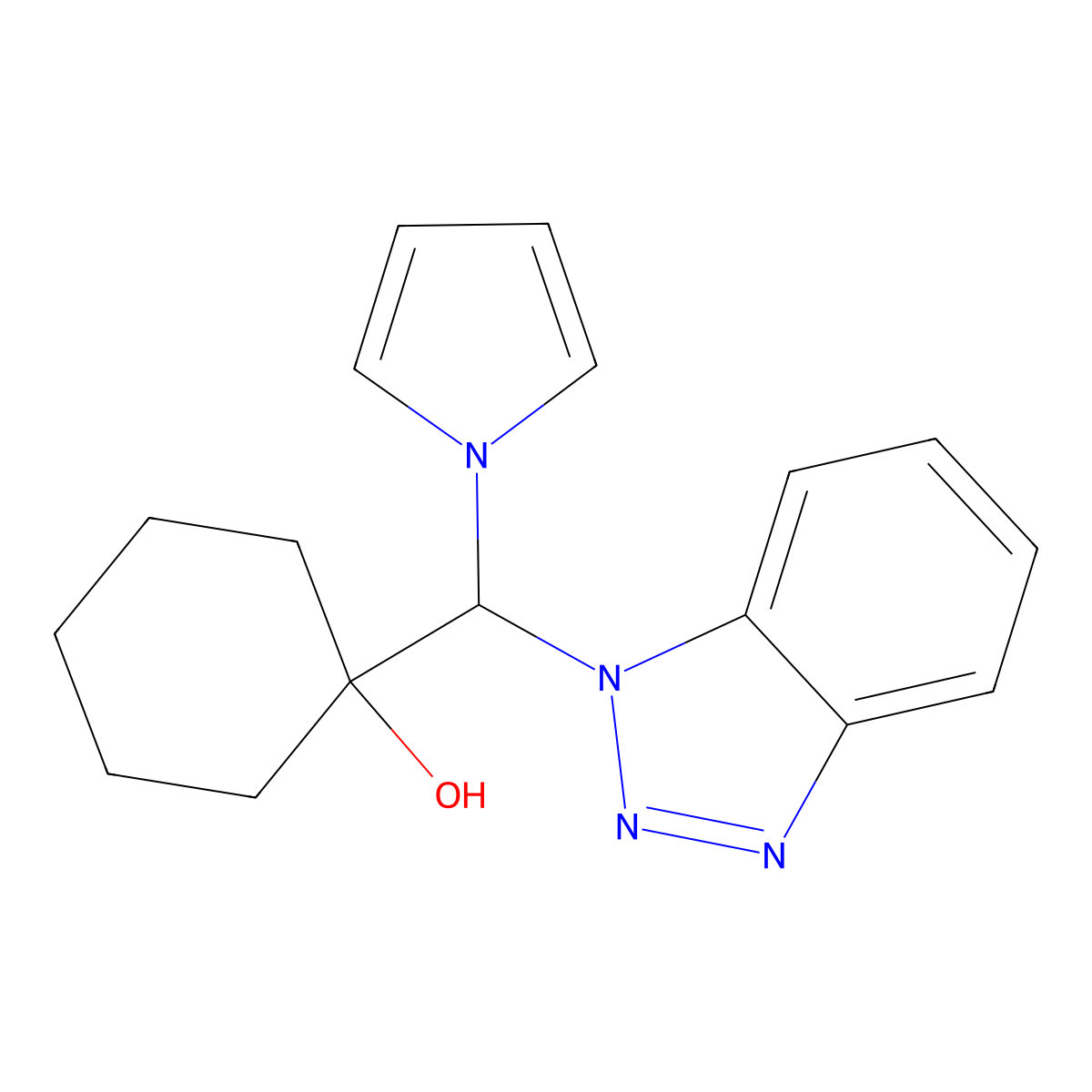 1-[1H-1,2,3-Benzotriazol-1-yl(1H-pyrrol-1-yl)methyl]cyclohexan-1-ol molecular structure, CAS 124337-64-0