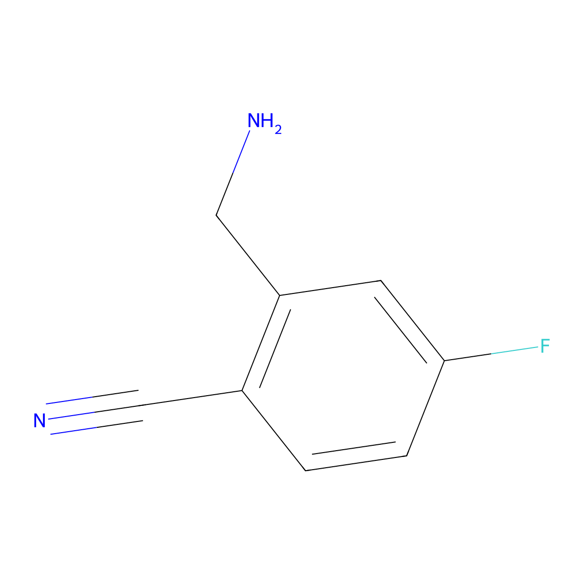 2-(Aminomethyl)-4-fluorobenzonitrile molecular structure, CAS 1243378-31-5