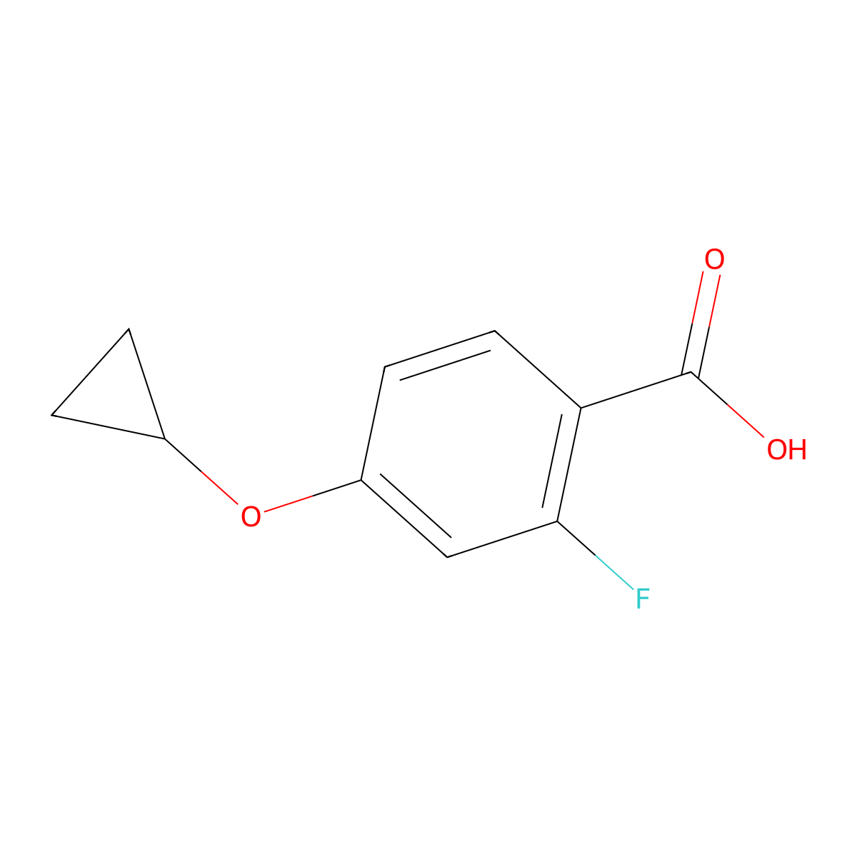 4-Cyclopropoxy-2-fluorobenzoic acid molecular structure, CAS 1243385-58-1