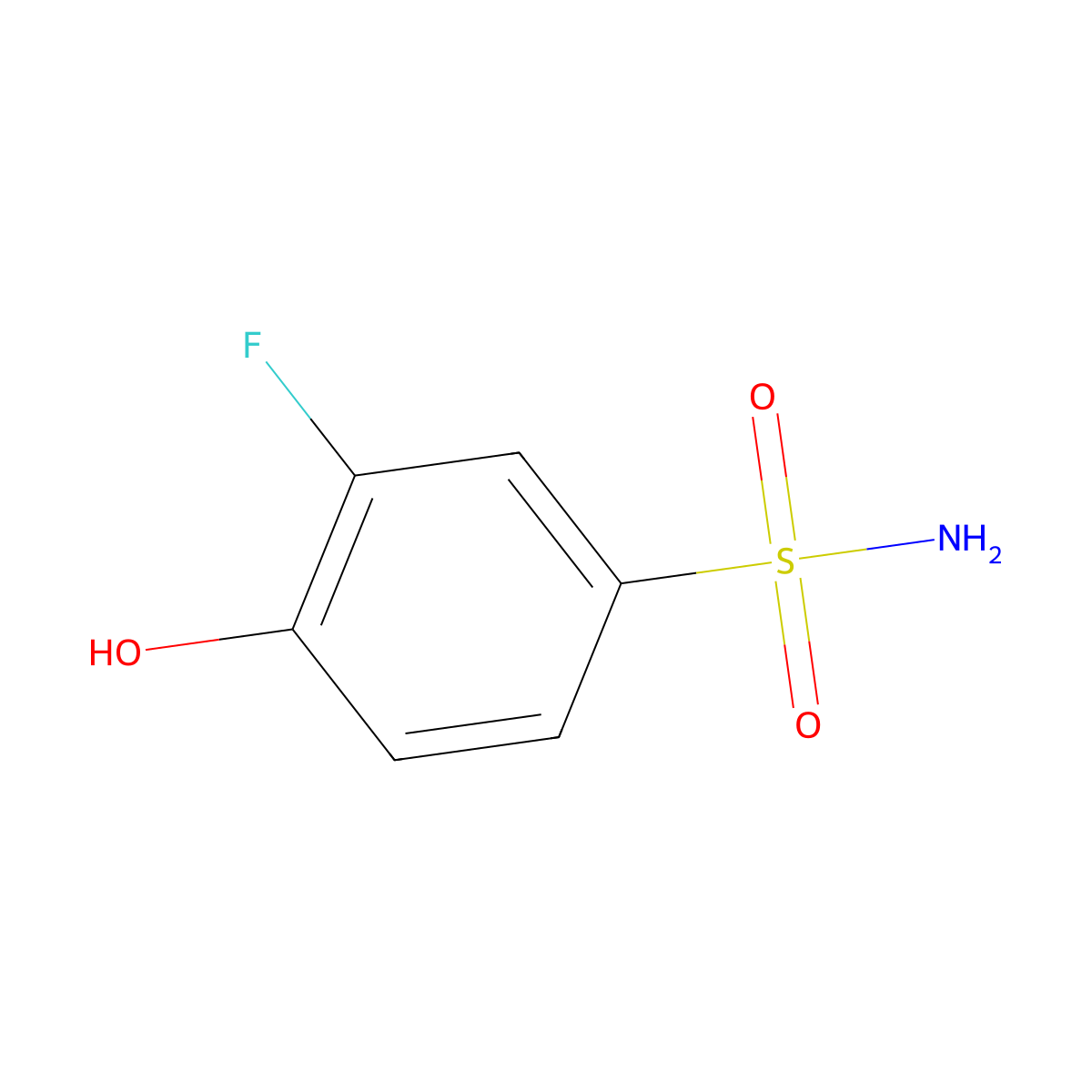 3-Fluoro-4-hydroxybenzene-1-sulfonamide molecular structure, CAS 1243390-19-3