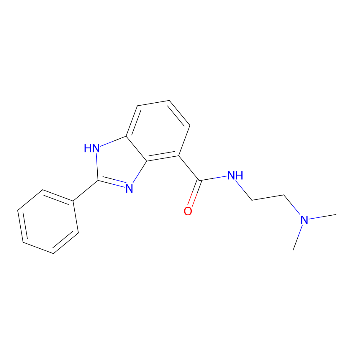 N-[2-(Dimethylamino)ethyl]-2-phenyl-1H-benzimidazole-4-carboxamide molecular structure, CAS 124340-47-2