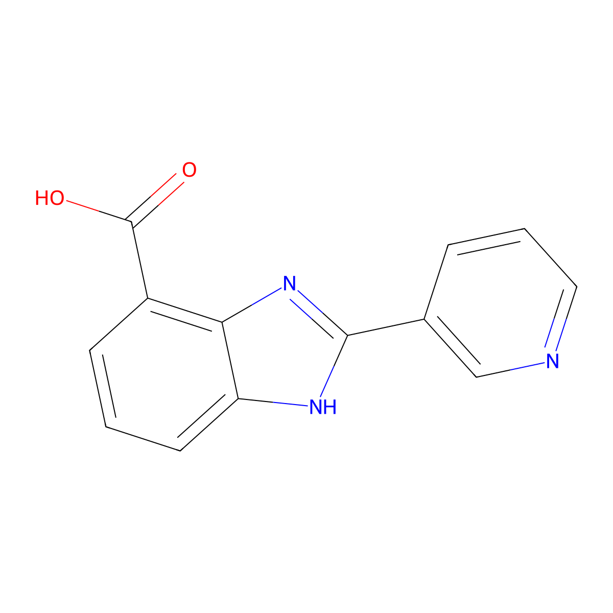 2-(pyridin-3-yl)-1H-1,3-benzodiazole-4-carboxylic acid molecular structure, CAS 124340-89-2