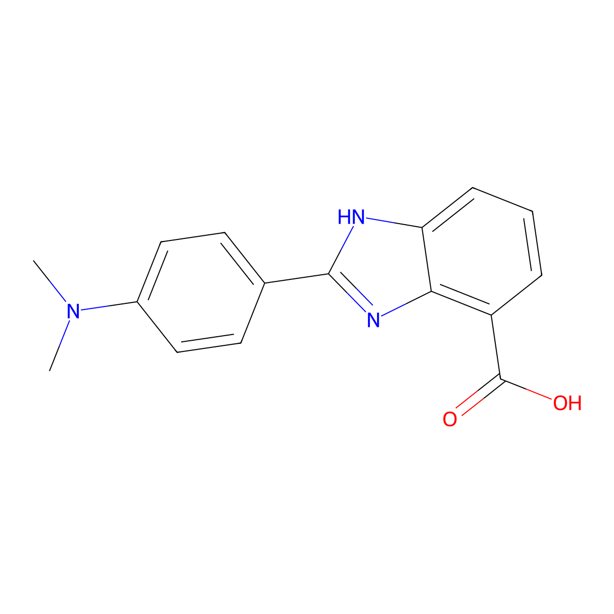 2-[4-(dimethylamino)phenyl]-1H-benzimidazole-4-carboxylic acid molecular structure, CAS 124340-96-1