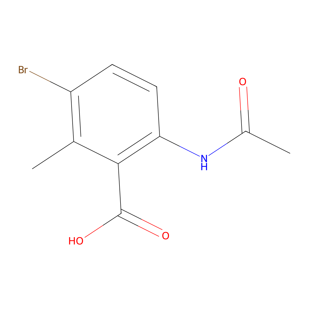 3-Bromo-6-acetamido-2-methylbenzoic acid molecular structure, CAS 124341-07-7