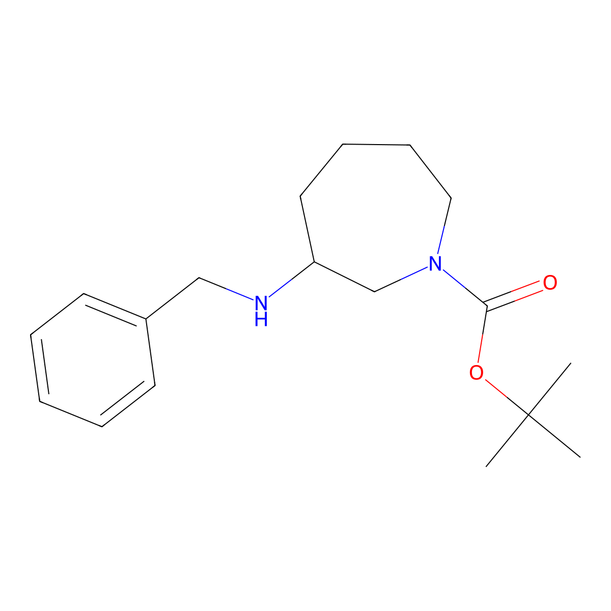 Tert-butyl 3-(benzylamino)azepane-1-carboxylate molecular structure, CAS 1243414-95-0
