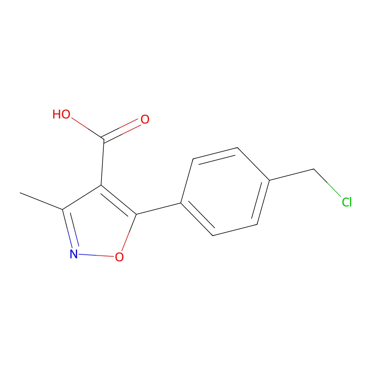 5-(4-(Chloromethyl)phenyl)-3-methylisoxazole-4-carboxylic acid molecular structure, CAS 1243415-10-2
