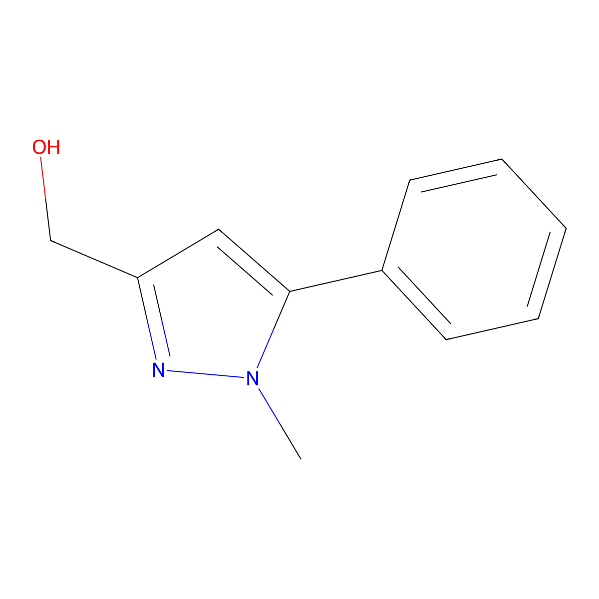 (1-Methyl-5-phenyl-1H-pyrazol-3-yl)methanol molecular structure, CAS 124344-98-5