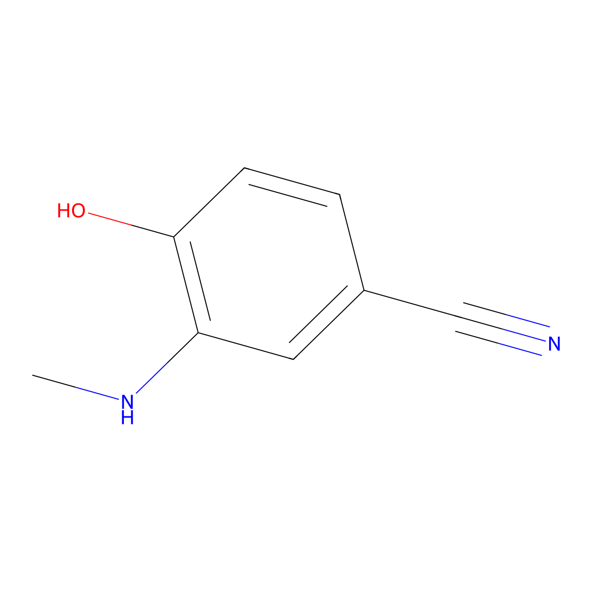 4-Hydroxy-3-(methylamino)benzonitrile molecular structure, CAS 1243441-19-1