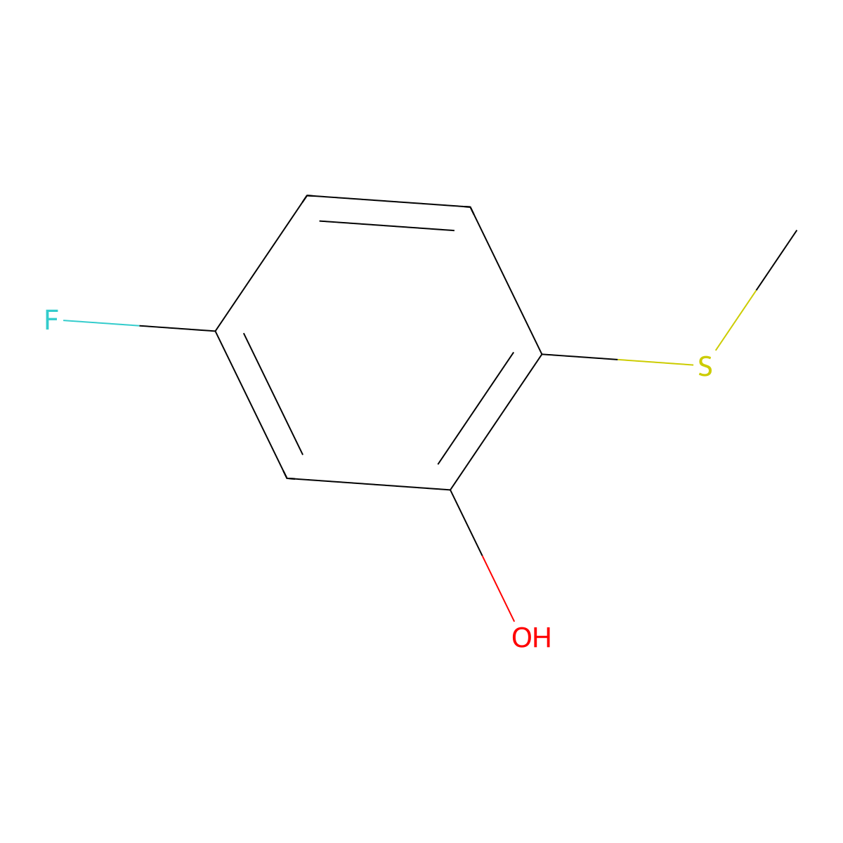 5-Fluoro-2-(methylthio)phenol molecular structure, CAS 1243442-20-7