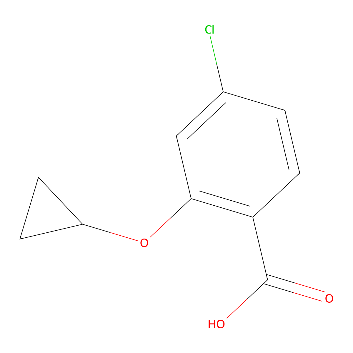 4-Chloro-2-cyclopropoxybenzoic acid molecular structure, CAS 1243448-10-3
