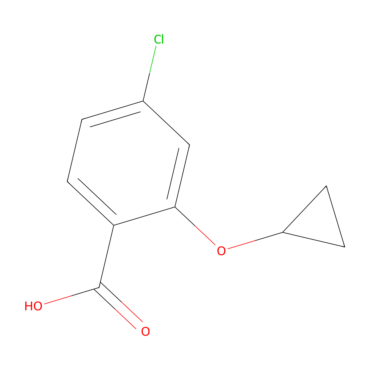 4-Chloro-2-cyclopropoxybenzoic acid molecular structure, CAS 1243448-10-3