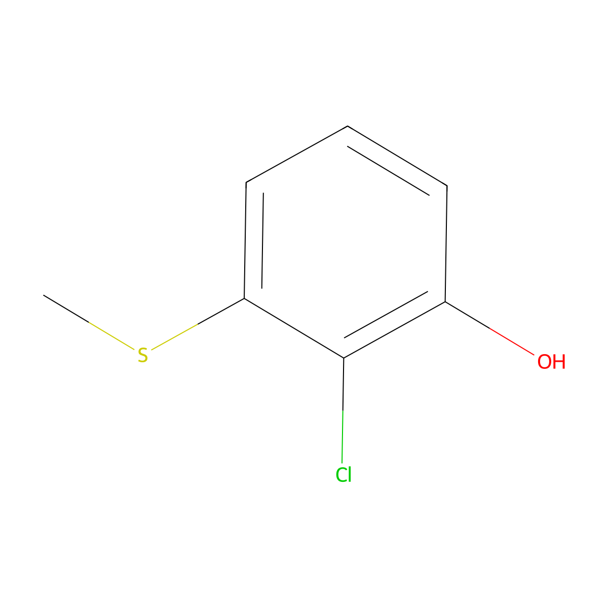 2-Chloro-3-(methylthio)phenol molecular structure, CAS 1243458-17-4