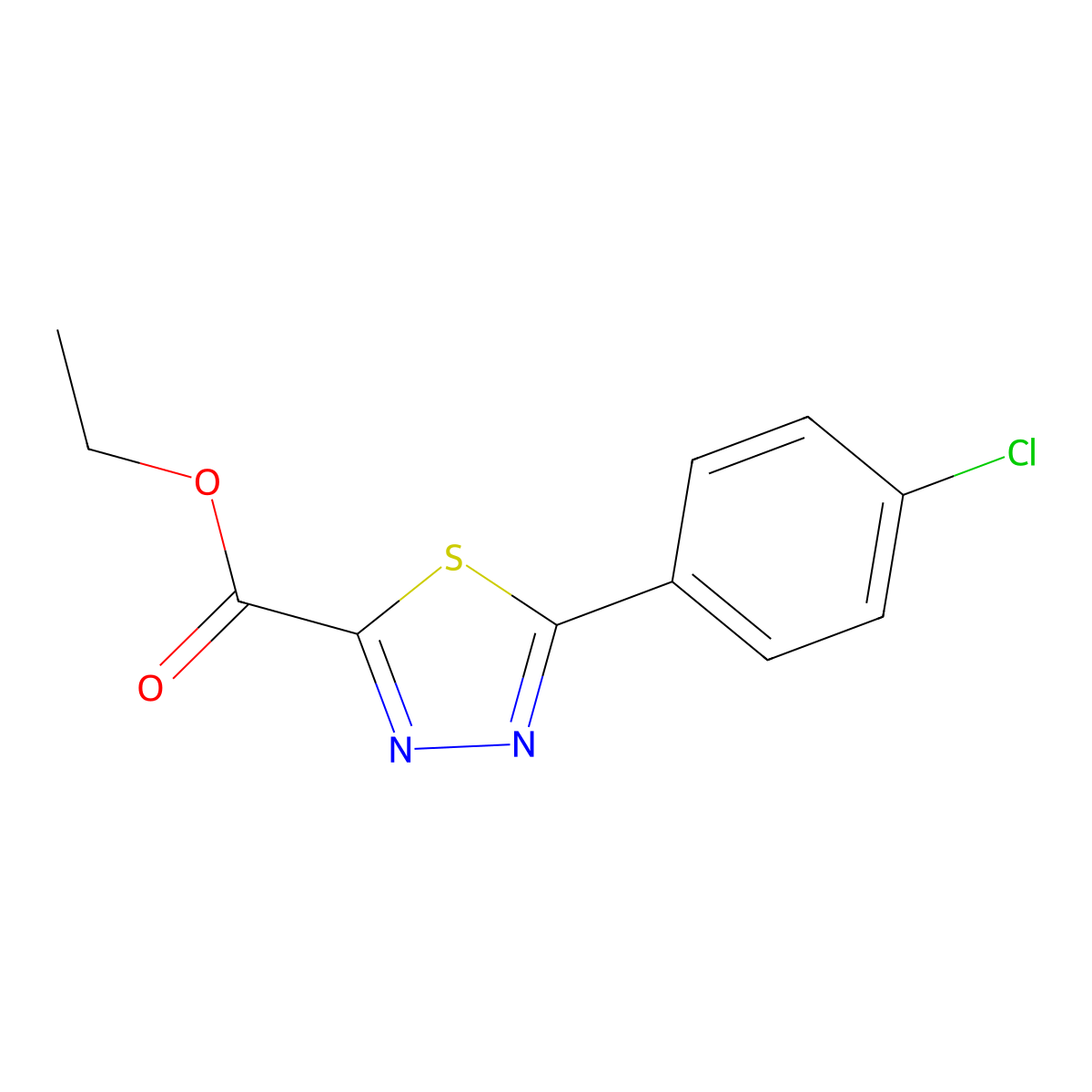 Ethyl 5-(4-chlorophenyl)-1,3,4-thiadiazole-2-carboxylate molecular structure, CAS 1243461-28-0