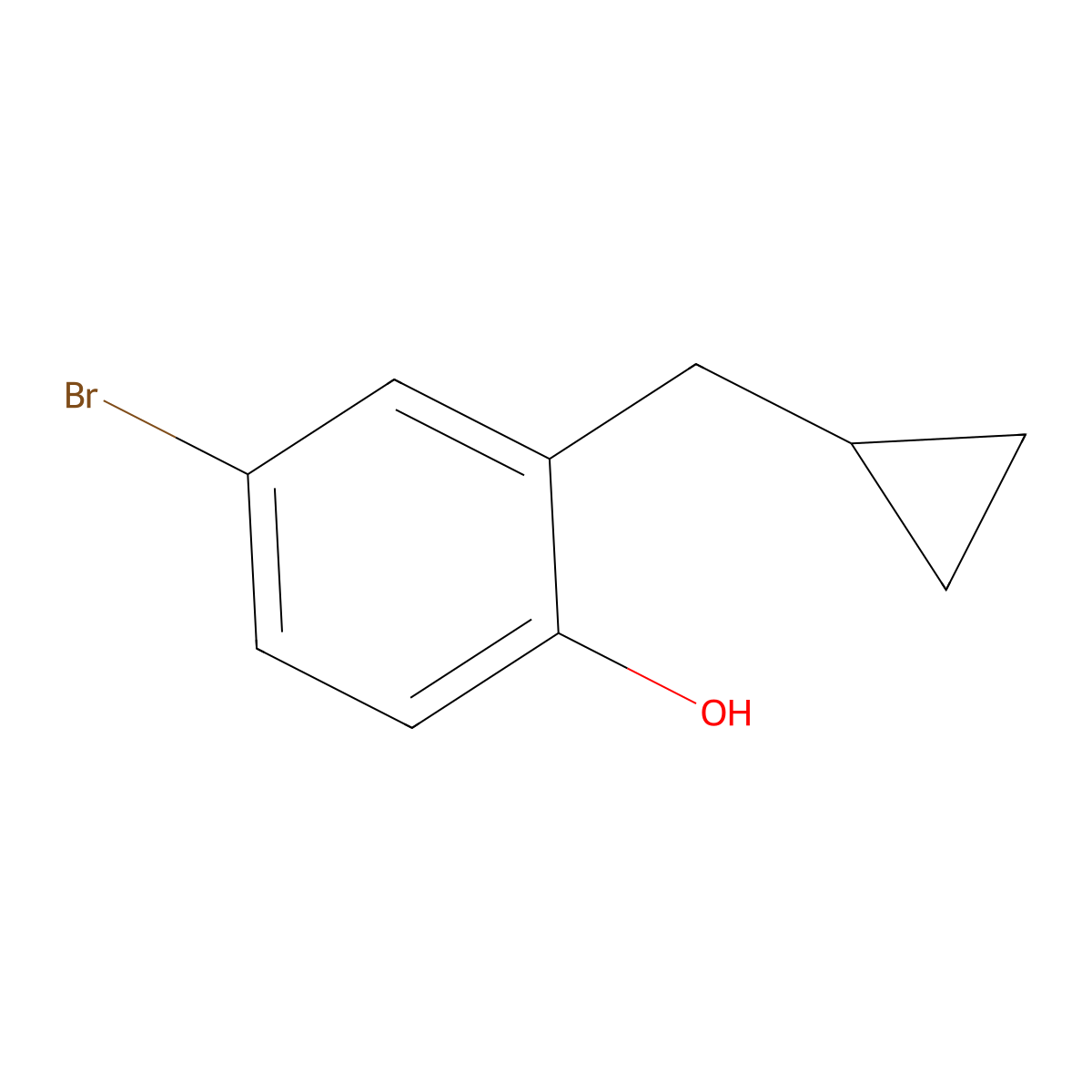 4-Bromo-2-(cyclopropylmethyl)phenol molecular structure, CAS 1243462-31-8