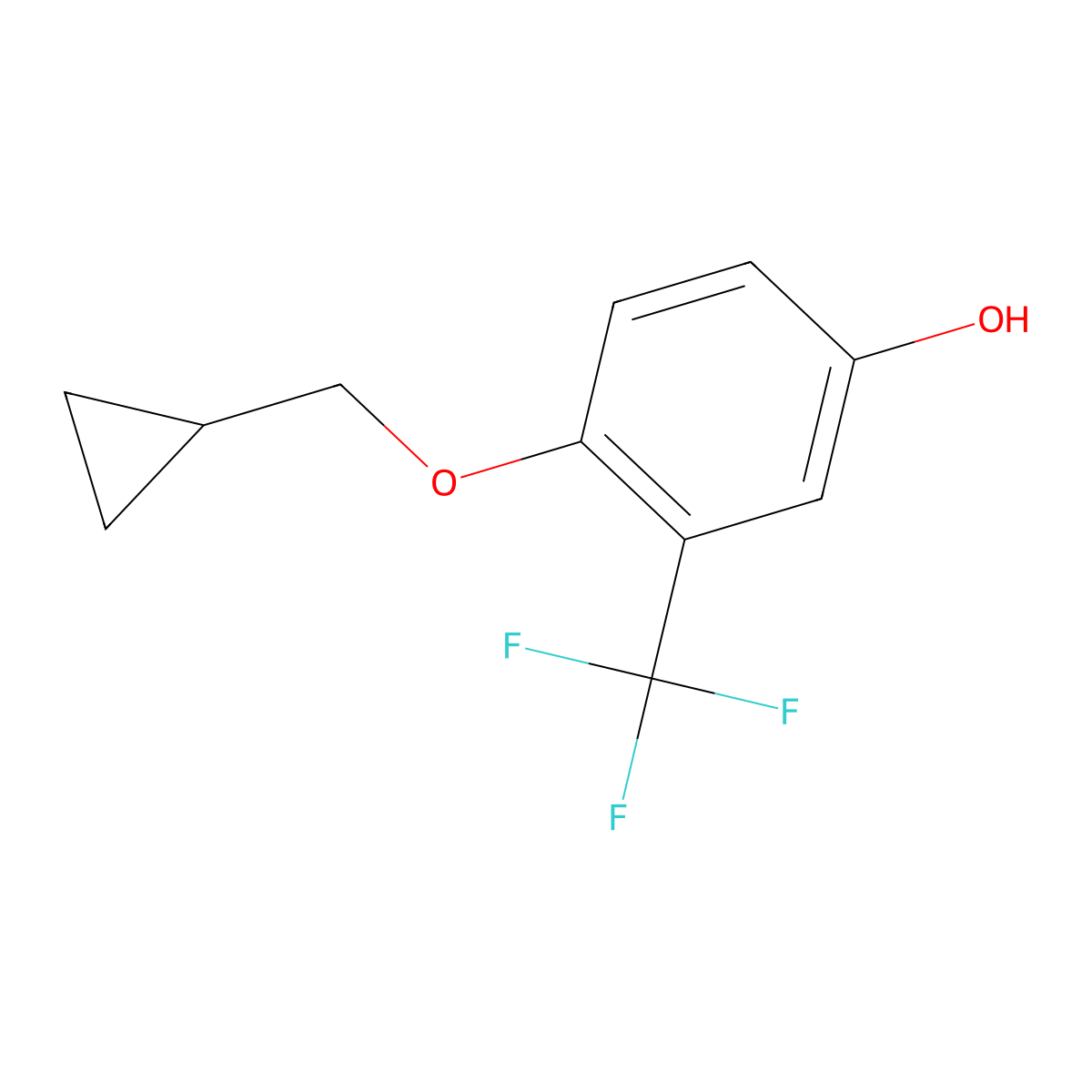 4-(Cyclopropylmethoxy)-3-(trifluoromethyl)phenol molecular structure, CAS 1243463-05-9