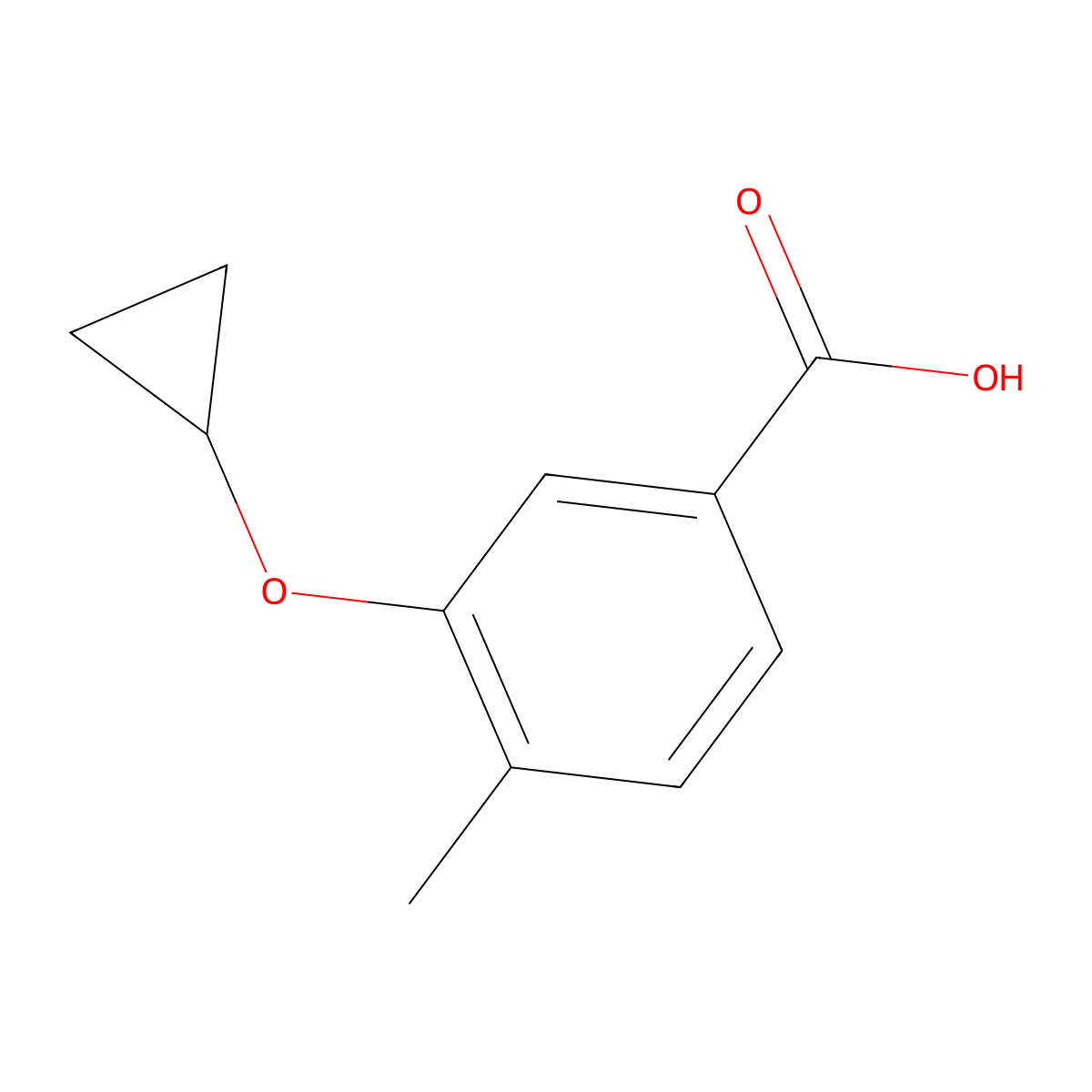 3-Cyclopropoxy-4-methylbenzoic acid molecular structure, CAS 1243468-21-4