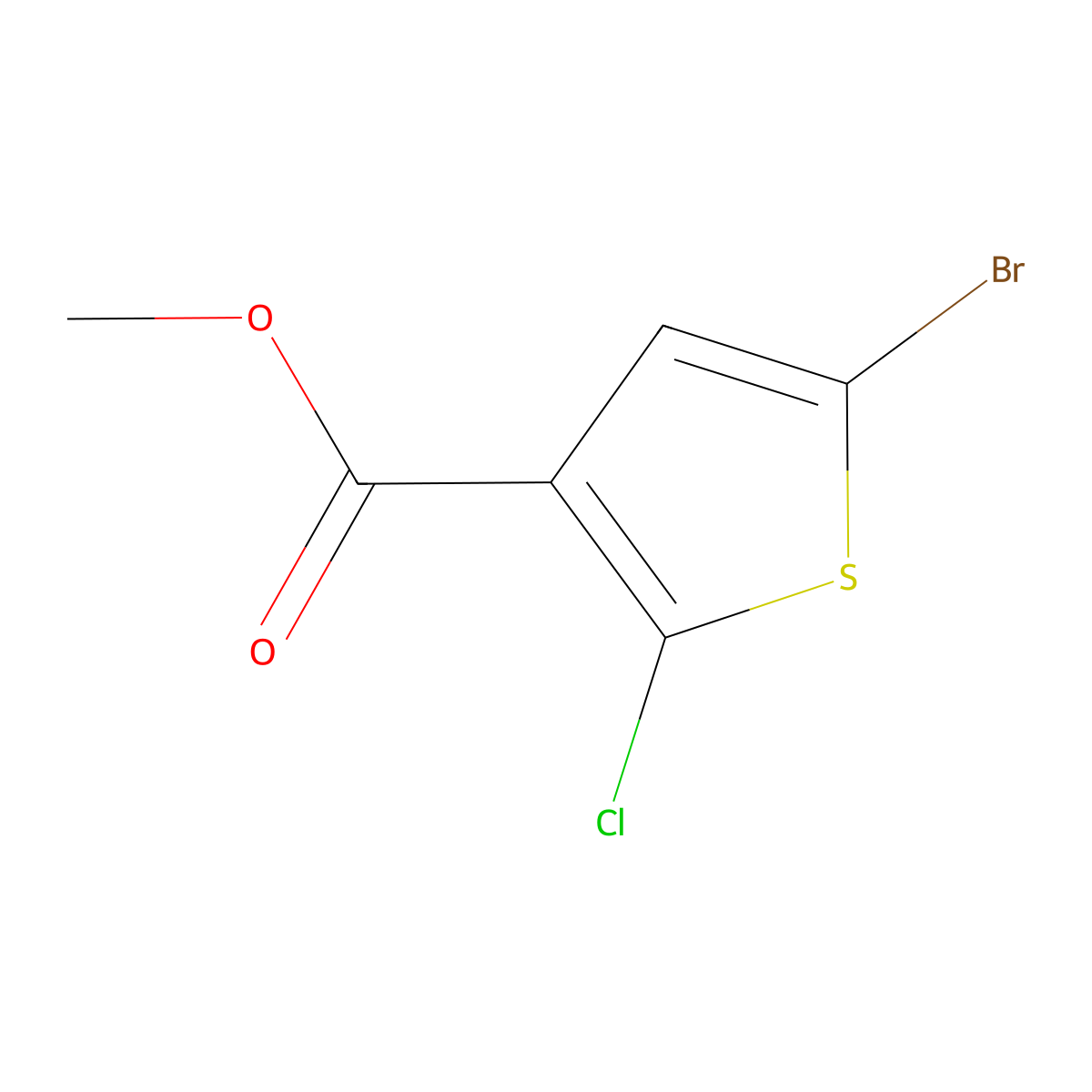 Methyl 5-bromo-2-chlorothiophene-3-carboxylate molecular structure, CAS 1243475-64-0