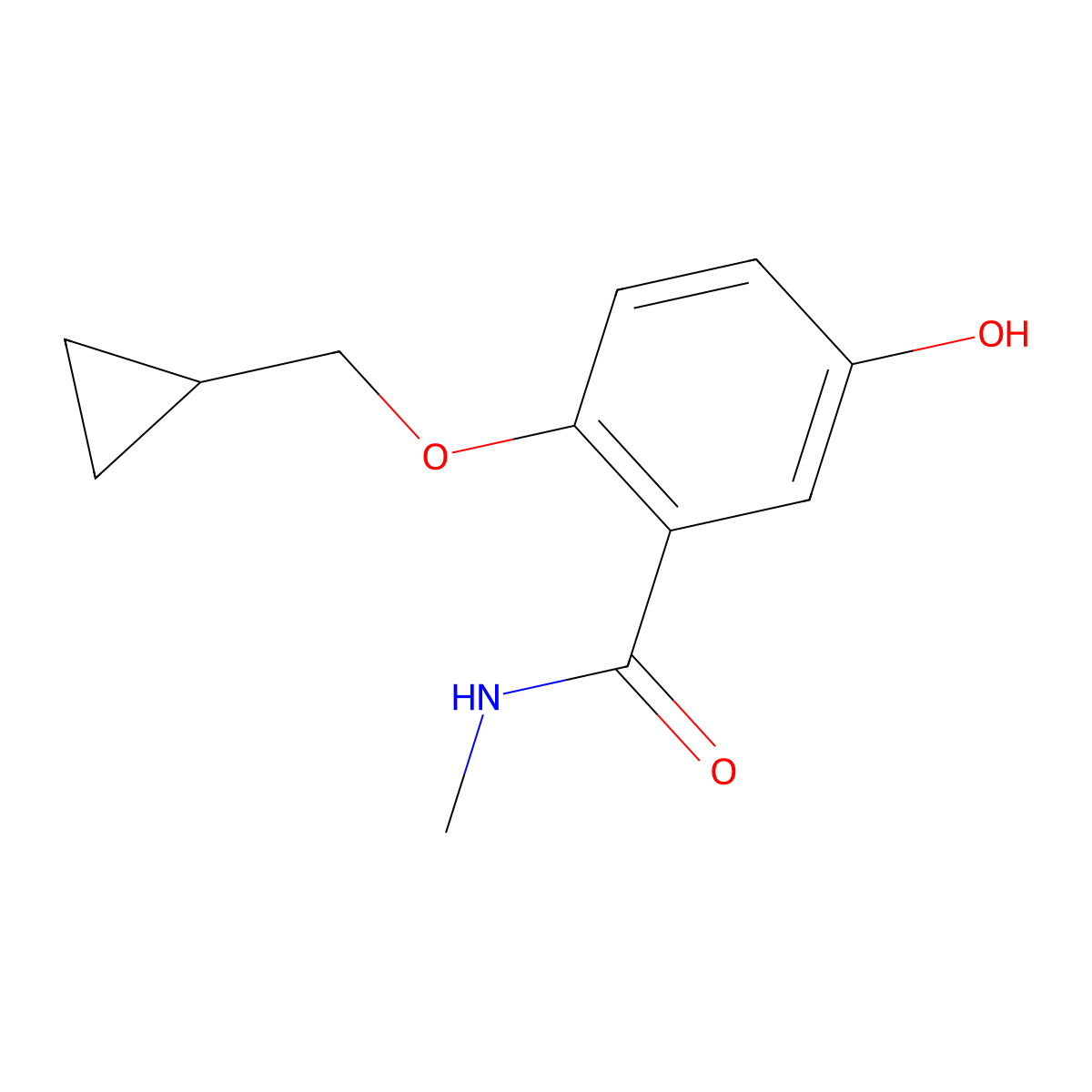 2-(Cyclopropylmethoxy)-5-hydroxy-N-methylbenzamide molecular structure, CAS 1243475-82-2