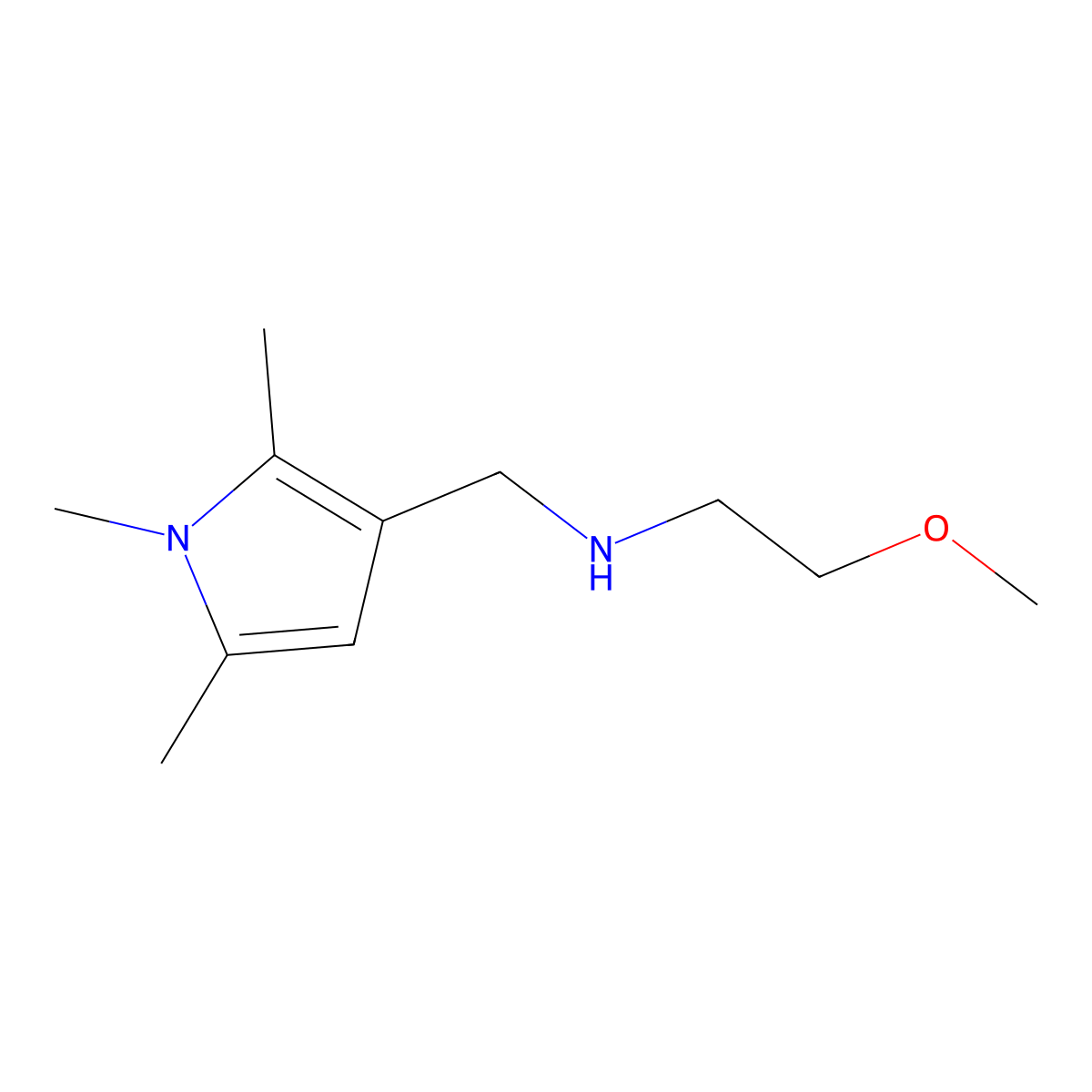 2-methoxy-N-((1,2,5-trimethyl-1H-pyrrol-3-yl)methyl)ethanamine molecular structure, CAS 1243526-74-0