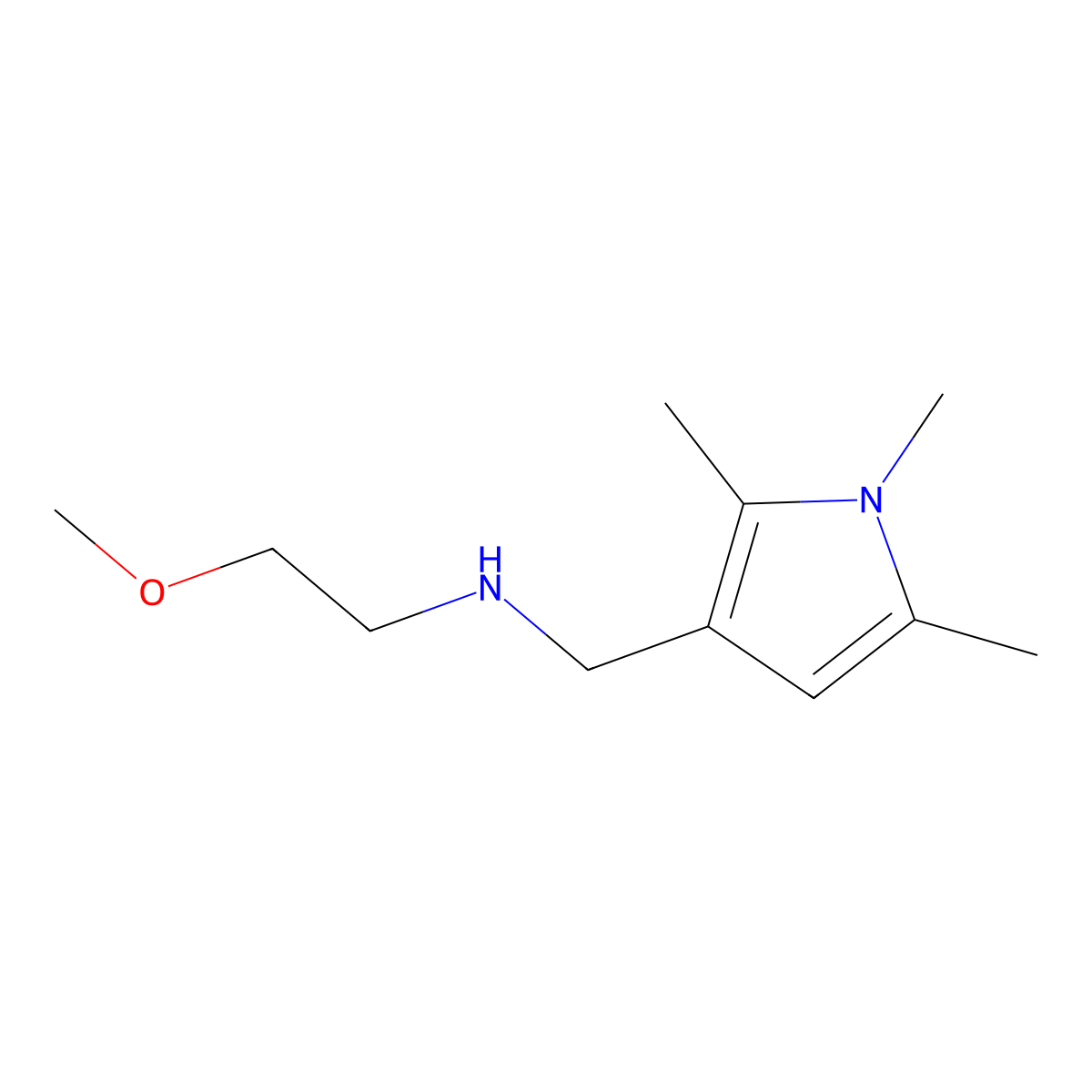 2-methoxy-N-((1,2,5-trimethyl-1H-pyrrol-3-yl)methyl)ethanamine molecular structure, CAS 1243526-74-0