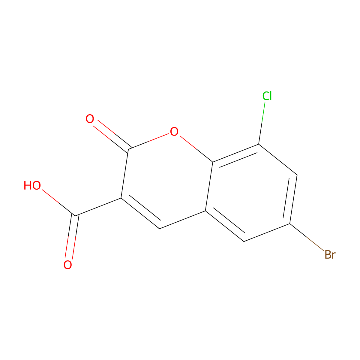 6-Bromo-8-chloro-2-oxo-2H-chromene-3-carboxylic acid molecular structure, CAS 1243538-50-2